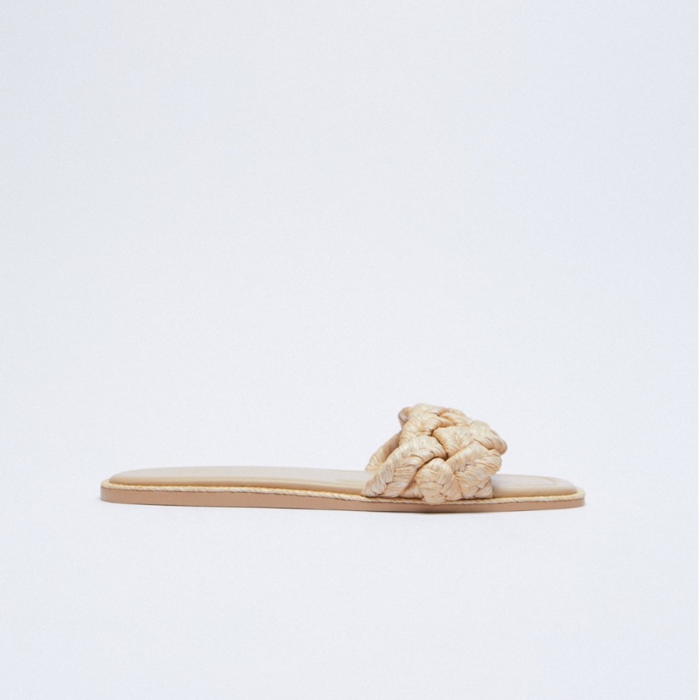 Zara FLAT WOVEN RAFFIA SANDALS - Picture 5 of 13